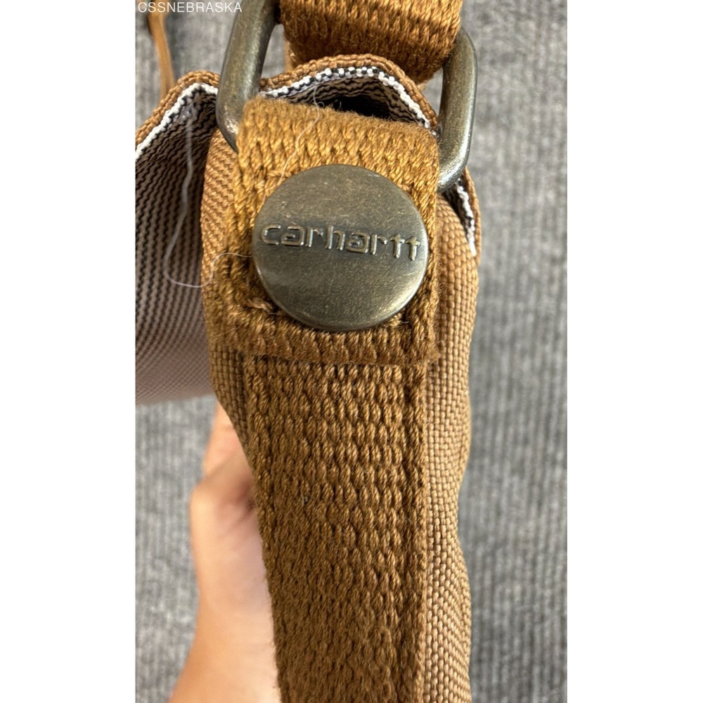 Carhartt Brown Canvas Small Crossbody Bag Utility Pouch Adjustable Strap - Picture 9 of 10